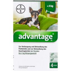 ADVANTAGE 40 Lsung f.Hunde bis 4 kg 4 St – Артикул 8613305 (артикул 8613305) Германия