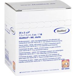 MULLKOMPRESSEN 7,5x7,5 cm steril 8fach 25X2 St – Артикул 8888864 (артикул 8888864) Германия