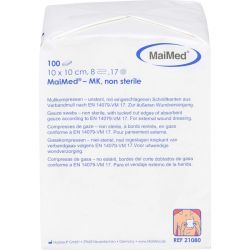 MULLKOMPRESSEN 10x10 cm unsteril 8fach 100 St – Артикул 11296251 (артикул 11296251) Германия
