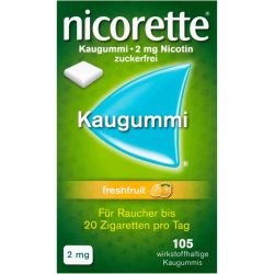 NICORETTE 2 mg freshfruit Kaugummi 105 St – Артикул 1639595 (артикул 1639595) Германия