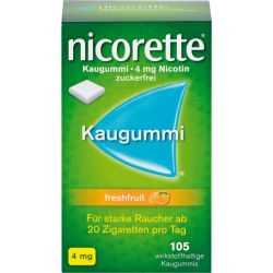 NICORETTE 4 mg freshfruit Kaugummi 105 St – Артикул 4370113 (артикул 4370113) Германия