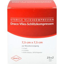 SCHLITZKOMPRESSEN Vlies 7,5x7,5 cm steril 4fach 25X2 St – Артикул 749028 (артикул 749028) Германия