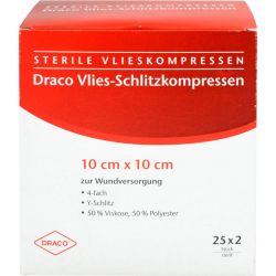SCHLITZKOMPRESSEN Vlies 10x10 cm steril 4fach 25X2 St – Артикул 749040 (артикул 749040) Германия
