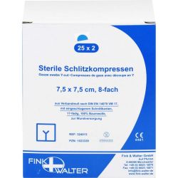 SCHLITZKOMPRESSEN 7,5x7,5 cm steril 8fach 25X2 St – Артикул 1023339 (артикул 1023339) Германия
