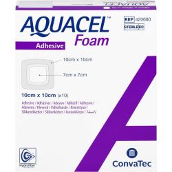 AQUACEL Foam adhsiv 10x10 cm Verband CPC 10 St – Артикул 10210313 (артикул 10210313) Германия
