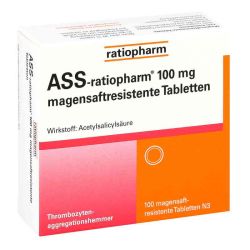 Ass ratiopharm 100 mg magensaftresistent Tabletten (100 stk) – Артикул 12587499 (артикул 12587499) Германия
