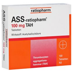 ASS-ratiopharm 100mg TAH – Артикул 1343682 (артикул 1343682) Германия
