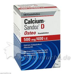 CALCIUM SANDOZ D OSTEO 500MG/400I.E. Kautablette, 100 ST – Артикул 2227825 (артикул 2227825) Германия