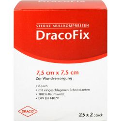 DRACOFIX PEEL Kompressen 7,5x7,5 cm steril 8fach 25X2 St – Артикул 3388105 (артикул 3388105) Германия