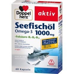 DOPPELHERZ Seefischl Omega-3 1.000 mg+Fols.Kaps. 60 St – Артикул 6583675 (артикул 6583675) Германия