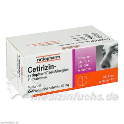Cetirizin-ratiopharm bei Allergien 10 mg Filmtabl., 100 ST – Артикул 2158165 (артикул 2158165) Германия