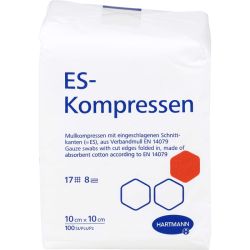 ES-KOMPRESSEN unsteril 10x10 cm 8fach 100 St – Артикул 1447223 (артикул 1447223) Германия
