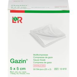 GAZIN Mullkomp.5x5 cm steril 8fach 25X2 St – Артикул 3449002 (артикул 3449002) Германия