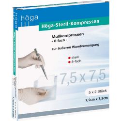HGA-KOMPRESSEN 7,5x7,5 cm steril 8fach 5X2 St – Артикул 4401865 (артикул 4401865) Германия