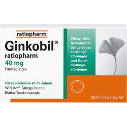 GINKOBIL-ratiopharm 40 mg Filmtabletten 60 St – Артикул 6680800 (артикул 6680800) Германия